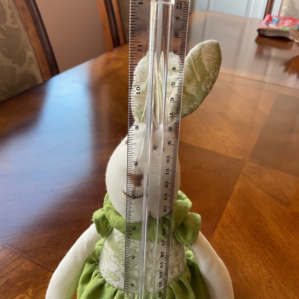 Bunny Rabbit In Dress, Home Decor, Sitting, green & white dress, ADORABLE - Picture 5 of 5